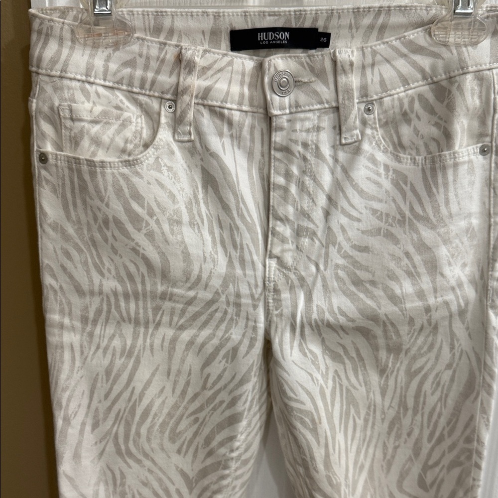 Hudson White Zebra Print Jeans
